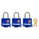 Master Padlock 312TRI 40mm 3pk Blue