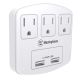 Rapid Charge 3 Plug Adaptor w/2 USB White